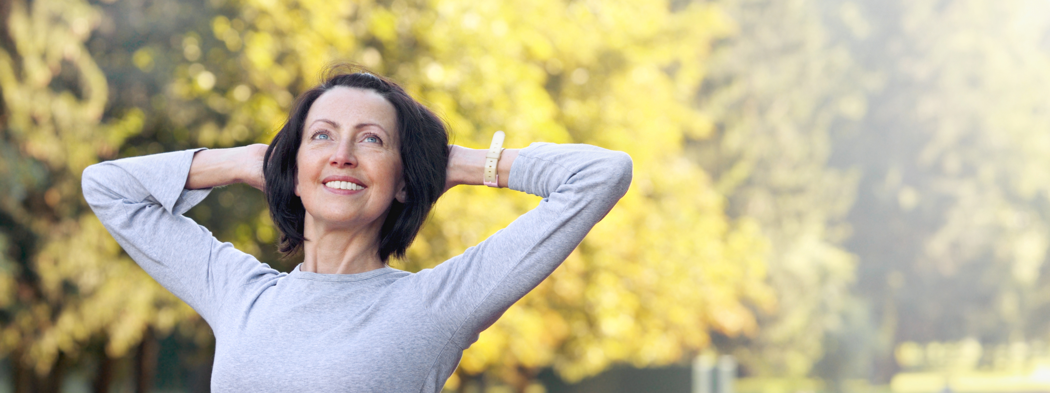 Portrait Of Mature Woman Before Or After Jog In The Park Shore